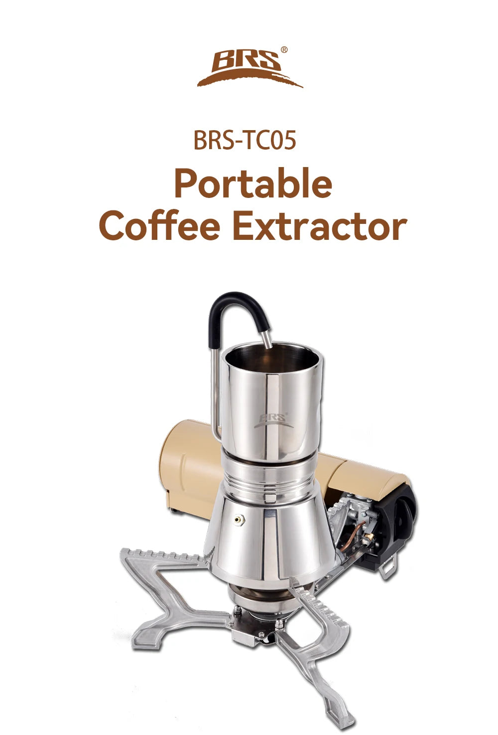 BRS Camping Stovetop Coffee Distiller Outdoor Brewed Coffee Grinder Maker Stainless Steel Moka Pot for Picnic Office Home